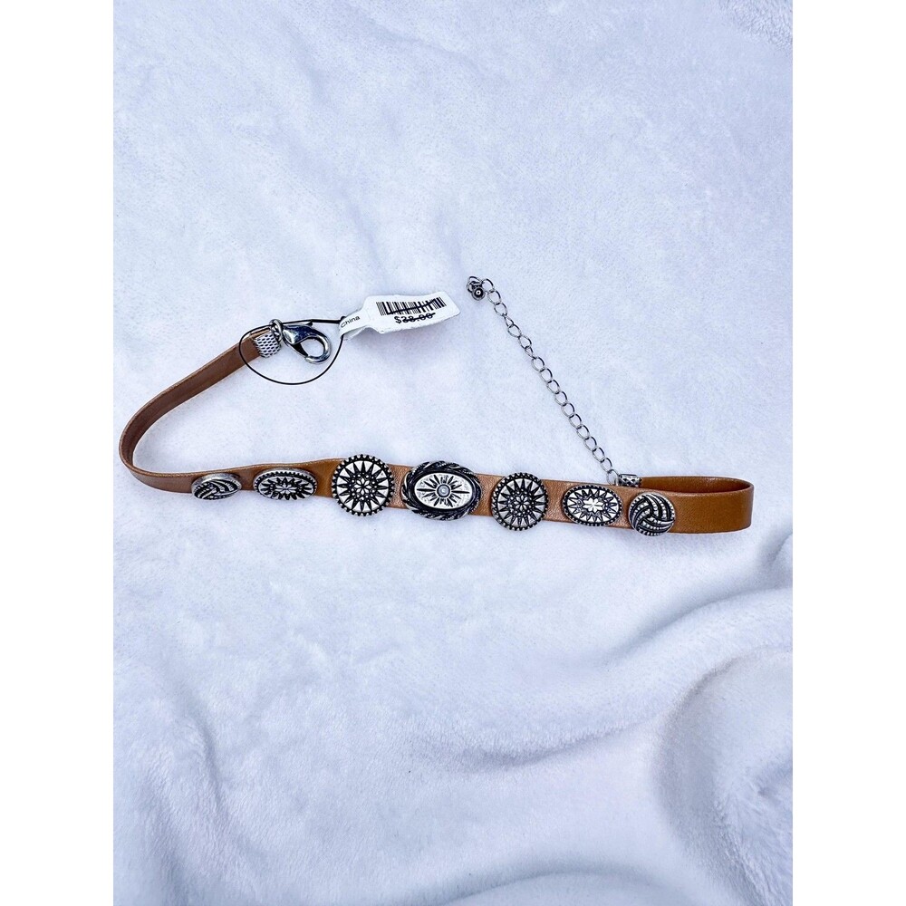 NEW Free People Western Bohemian Choker in Brown Silver Yellowstone Rare Pendant